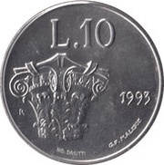 10 Lire, San Marino, 1993 reverse image