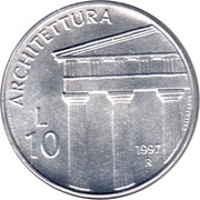 10 Lire Architecture, San Marino, 1997 reverse image