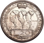20 Lire Prova, San Marino, 1931 reverse image