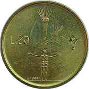20 Lire Threat of Nuclear War, San Marino, 1983 reverse image