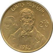 20 Lire Louis Pasteur, San Marino, 1984 reverse image