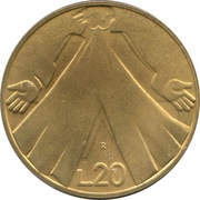 20 Lire Solidarity, San Marino, 1990 reverse image