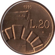 20 Lire, San Marino, 1993 reverse image