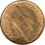 20 Lire Cinema, San Marino, 1997 reverse image