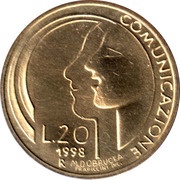 20 Lire Communications, San Marino, 1998 reverse image