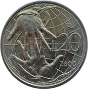 20 Lire Solidarity, San Marino, 2000 reverse image