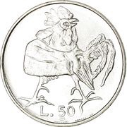 50 Lire Rooster, San Marino, 1974 reverse image