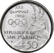 50 Lire Downhill skier obverse image