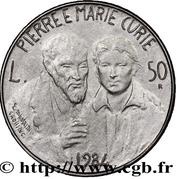 50 Lire Pierre and Marie Curie reverse image