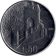 50 Lire Porta della Ripa, San Marino, 1988 reverse image