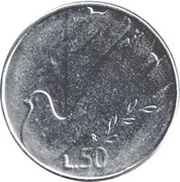 50 Lire Democracy, San Marino, 1990 reverse image