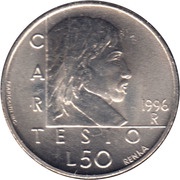 50 Lire Rene Descartes reverse image