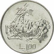 100 Lire Goat, San Marino, 1974 reverse image