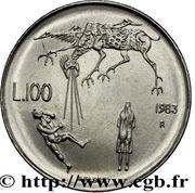 100 Lire Threat of Nuclear War, San Marino, 1983 reverse image