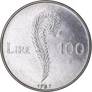 100 Lire Chiesanuova, San Marino, 1987 reverse image