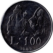 100 Lire Education, San Marino, 1989 reverse image