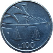 100 Lire Justice, San Marino, 1990 reverse image