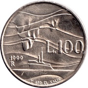 100 Lire The sea today reverse image