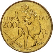 200 Lire FAO, San Marino, 1979 reverse image