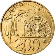 200 Lire Discovery of America, San Marino, 1992 reverse image