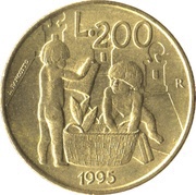 200 Lire Children, San Marino, 1995 reverse image