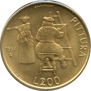 200 Lire Painting, San Marino, 1997 reverse image