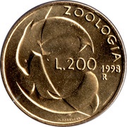 200 Lire Zoology, San Marino, 1998 reverse image