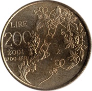 200 Lire Justice, San Marino, 2001 reverse image