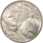 500 Lire Peace in the World, San Marino, 1973 reverse image