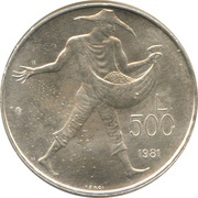 500 Lire Virgil - Georgics, San Marino, 1981 reverse image