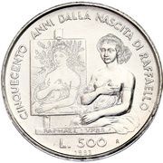 500 Lire Raffaello, San Marino, 1983 reverse image