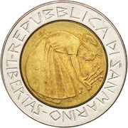 500 Lire Redemption from drugs obverse image