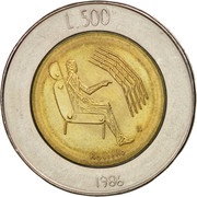 500 Lire Man with Computer reverse image
