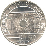 500 Lire 1986 World Cup, San Marino, 1986 reverse image