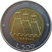 500 Lire City of San Marino reverse image