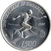500 Lire Zagreb University Games, San Marino, 1987 reverse image