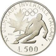 500 Lire 1988 Winter Olympics, San Marino, 1988 reverse image