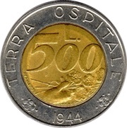 500 Lire Hospitable Land reverse image