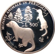 500 Lire Wildlife Protection, San Marino, 1993 reverse image