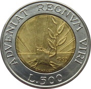 500 Lire, San Marino, 1993 reverse image