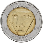 500 Lire Friedrich Hegel, San Marino, 1996 reverse image