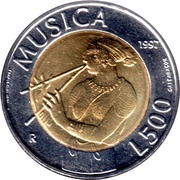 500 Lire Music, San Marino, 1997 reverse image