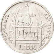 1000 Lire Brunelleschi, San Marino, 1977 reverse image