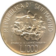 1000 Lire Tolstoy obverse image