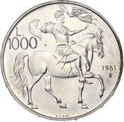 1000 Lire Virgil - Aeneid, San Marino, 1981 reverse image