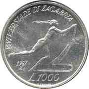 1000 Lire Zagreb University Games, San Marino, 1987 reverse image