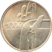 1000 Lire The Past Teaches for the Future, San Marino, 1990 reverse image