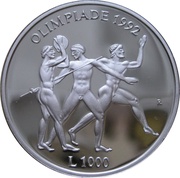 1000 Lire 1992 Olympics, San Marino, 1992 reverse image