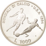 1000 Lire World Cup, San Marino, 1994 reverse image