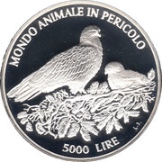 5000 Lire Endangered Animals, San Marino, 1996 reverse image
